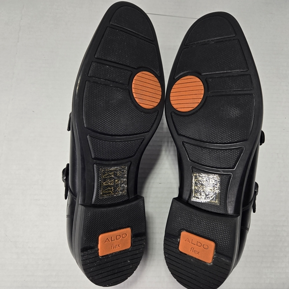 Aldo Men's Holtlanflex Monk Strap Slip-on Black Leather Buckle Loafers Size 8 - Picture 11 of 14